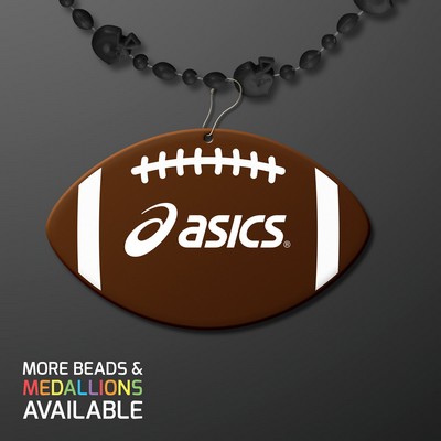 Black Football Helmet Bead Necklaces With Football Medallion (NON-LIGHT UP) - PRINTED