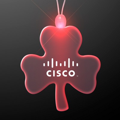 Acrylic Big Shamrock Shape Necklace with Red LED - PRINTED