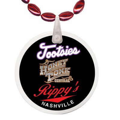 Mini Football Shaped Mardi Gras Beads with a Decal on a Hanging Disk