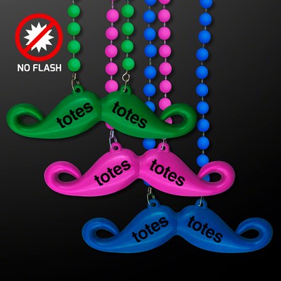 Assorted Color Mustache Beads, Blue/Pink/Green (NON-Light Up) - PRINTED
