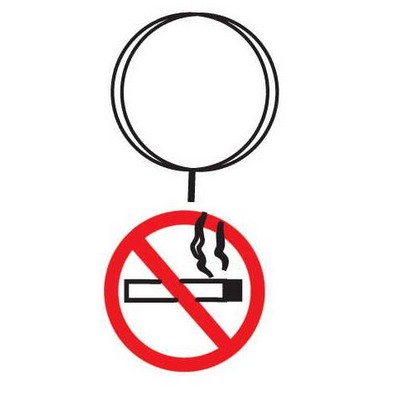 No Smoking Sign Gift Shop Key Chain w/Clear Mirrored Back (4 Square Inch)