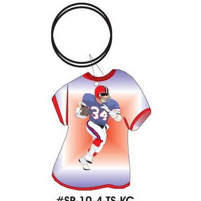 Football Player T Shirt Key Chain w/Mirrored Back (4 Square Inch)