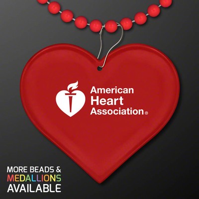 Red Heart Medallion with Beaded Necklace (Non-Light Up) - PRINTED