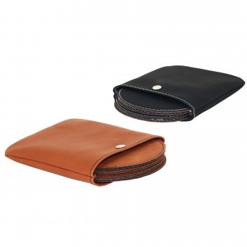 Suave™ Round Lasered Coaster w/Snap Pouch (Set of 4)