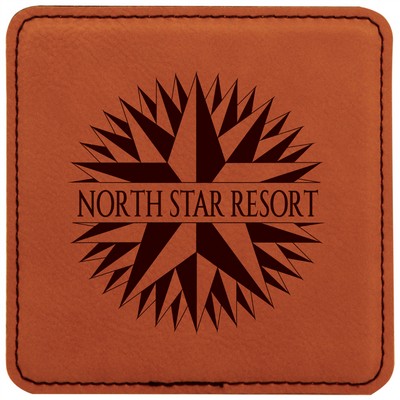 Rawhide Leatherette Square Coaster