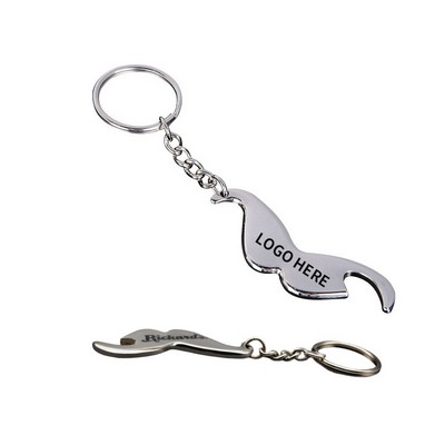 Stainless Steel Mustache Keychain Bottle Opener