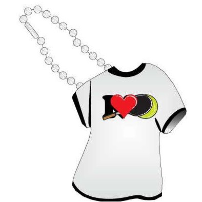 I Love Tennis Promotional T-Shirt Key Chain w/ Black Back (4 Square Inch)