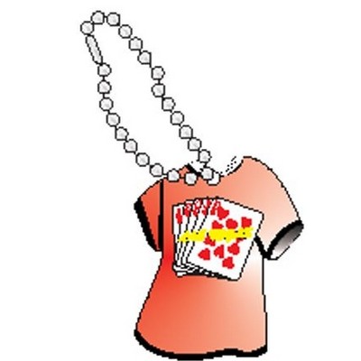Hearts Royal Flush T Shirt Key Chain w/ Black Back (4 Square Inch)