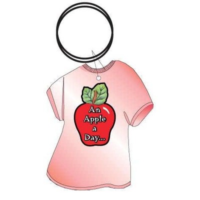 Apple w/ Daily Apple Slogan T Shirt Keychain w/Mirrored Back (4 Square Inch)
