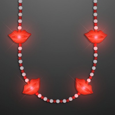 Red Lips Light Up Beads Necklace - BLANK