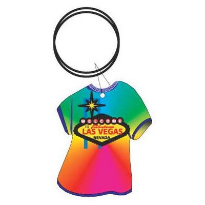 Las Vegas Sign T-Shirt Key Chain w/Clear Mirrored Back (4 Square Inch)