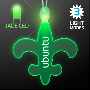 Light Up Fleur de Lis Acrylic Necklace with Green LED - PRINTED