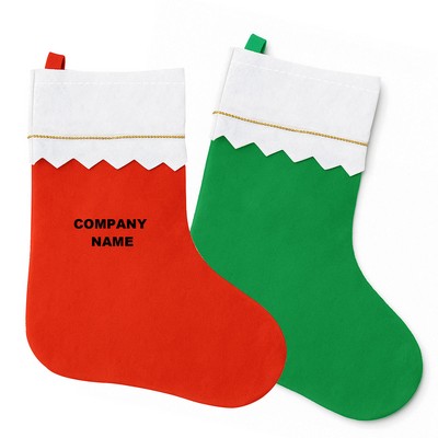 14-inch Felt Christmas Stocking with Gold Trim for Fireplace & Tree Decor