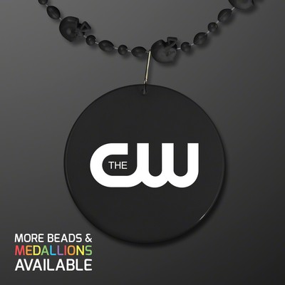 Black Football Helmet Bead Necklaces with Black Medallion (NON-LIGHT UP) - PRINTED