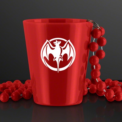 Red Shot Glass Bead Necklace 1.5 oz. (NON-Light Up) - PRINTED