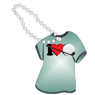 I Love Golf Promotional T-Shirt Key Chain w/ Black Back (4 Square Inch)