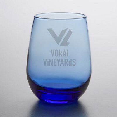 Laser Engraved Libbey® 231L 15.25 oz. Tidal Blue Stemless White Wine Glass