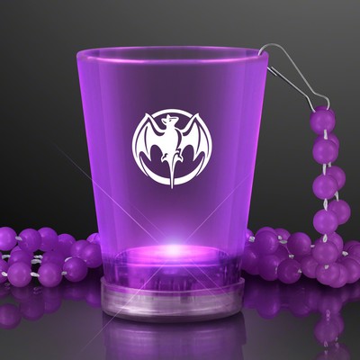 1.5 oz. Light Up Purple Shot Glasses on Purple Beads - PRINTED