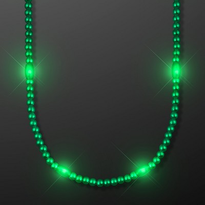 LED Green Glow Mardi Gras Beads - BLANK