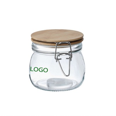 16 Oz Glass Candy Jar With Wire Wooden Lid