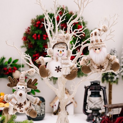 Christmas Knitted Ornament Santa Snowman Reindeer Doll Hanging Decoration Tree Ornament