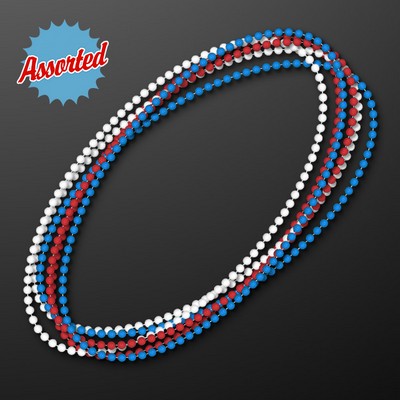 7mm 33" Round Red/White/Blue Assortment Beads (Non-Light Up) - BLANK