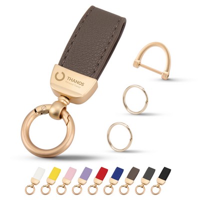 Executive Leather Keychain With Detachable Ring