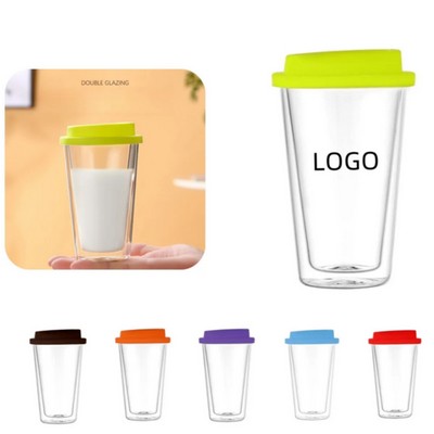 Double Glass Tumbler With Silicone Lid