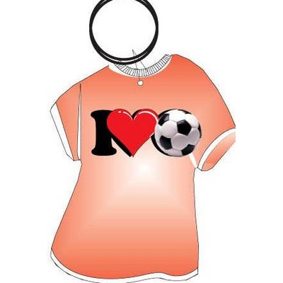 I Love Soccer T-Shirt Key Chain w/Clear Mirrored Back (4 Square Inch)