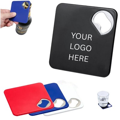 Square ABS Coaster with Bottle Opener