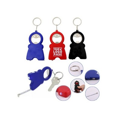 3" 1 Multi-Keychain with Opener, 39" tape measure and LED Flashlight