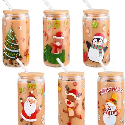 16 Oz. Glass Mason Jars W/ Lids & straws