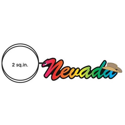 Nevada w/Cowboy Hat Key Chain w/Clear Mirrored Back (2 Square Inch)