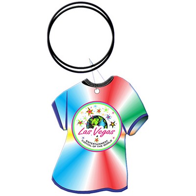 Las Vegas Chip T-Shirt Key Chain w/Clear Mirror Back (4 Square Inch)