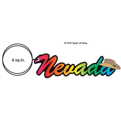 Nevada w/Cowboy Hat Key Chain w/Clear Mirrored Back (4 Square Inch)