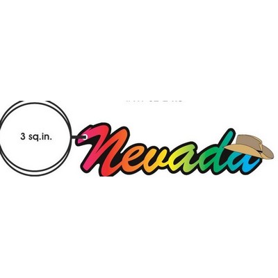 Nevada w/Cowboy Hat Key Chain w/Clear Mirrored Back (3 Square Inch)