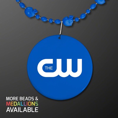 Blue Football Helmet Bead Necklaces with Blue Medallion (NON-LIGHT UP) - PRINTED