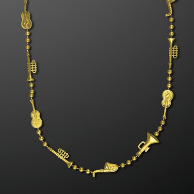 Gold Jazz Instruments Mardi Gras Beads (NON LIGHT UP) - BLANK