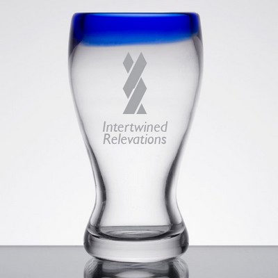 Laser Engraved Libbey® 92312 Aruba 12 oz. Pilsner Glass with Cobalt Blue Rim