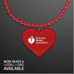 Red Heart Beads Value Necklace with Medallion - PRINTED