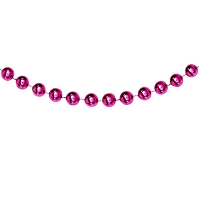 33" Metallic Hot Pink Round Beads Necklace