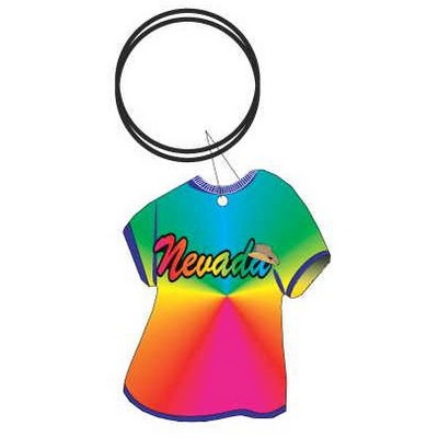 Nevada w/Cowboy Hat T-Shirt Key Chain w/Mirrored Back (4 Square Inch)