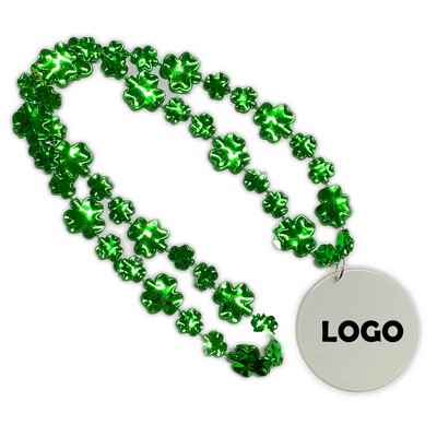 St. Patrick's Day Shamrock Bead Necklace With Medallion