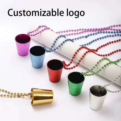 Metallic Beaded Necklace With Mini Beer Mug For Holiday Beer Lovers