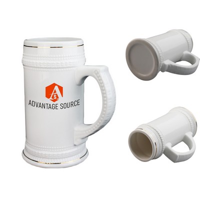 22 Oz. Ceramic Beer Mug with Gold Rim